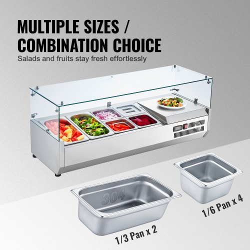 VEVOR Saladette Réfrigérée à Poser 140 W, Vitrine Réfrigérée pour Pizzeria .