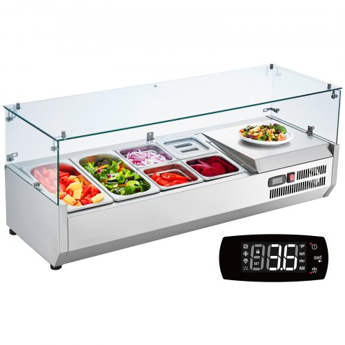 VEVOR Saladette Réfrigérée à Poser 140 W, Vitrine Réfrigérée pour Pizzeria .