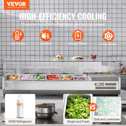VEVOR Saladette Réfrigérée à Poser 155 W, Vitrine Réfrigérée pour Pizzeria