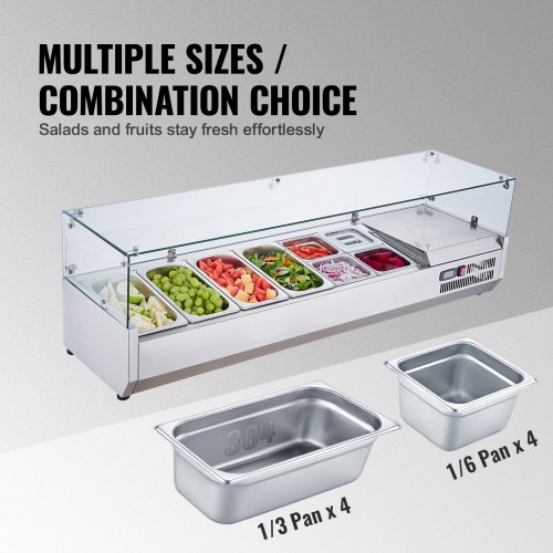 VEVOR Saladette Réfrigérée à Poser 155 W, Vitrine Réfrigérée pour Pizzeria