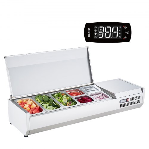 VEVOR Saladette Réfrigérée à Poser 150 W, Vitrine Réfrigérée pour Pizzeria, avec 3 , 1,3 Casseroles