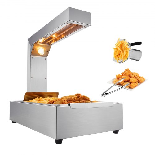 VEVOR Chauffe-Frites Commercial 750 W 605x343 mm Lampe Chauffe-Plat en Inox Température 40-50 ℃ 
