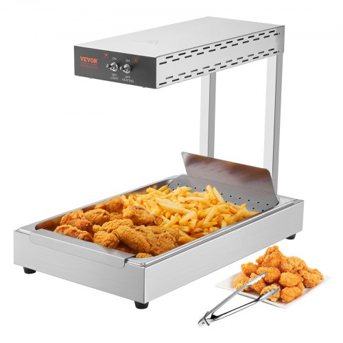VEVOR Chauffe-Frites Commercial 750 W Lampe Chauffe-Plat en Acier Inoxydable Température 40-50 ℃ 