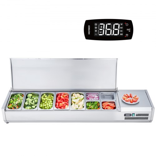 Station de préparation de pizza à salade réfrigérée de comptoir VEVOR 165 W garde en acier inoxydable CE