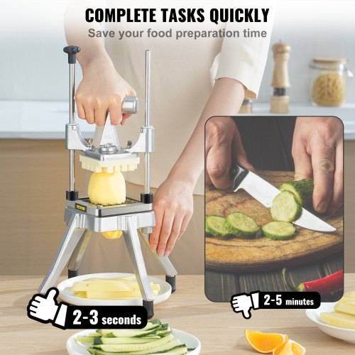 Coupe - Légumes Multifonction avec 4 Lames en Inox 12,7/6,4/9,5 mm et Coupeur à 6 Quartiers 