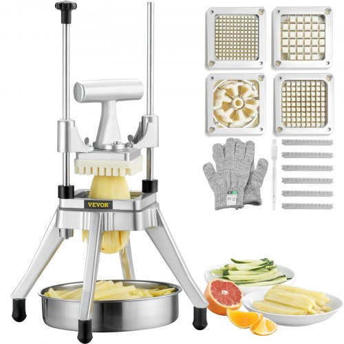 Coupe - Légumes Multifonction avec 4 Lames en Inox 12,7/6,4/9,5 mm et Coupeur à 6 Quartiers 