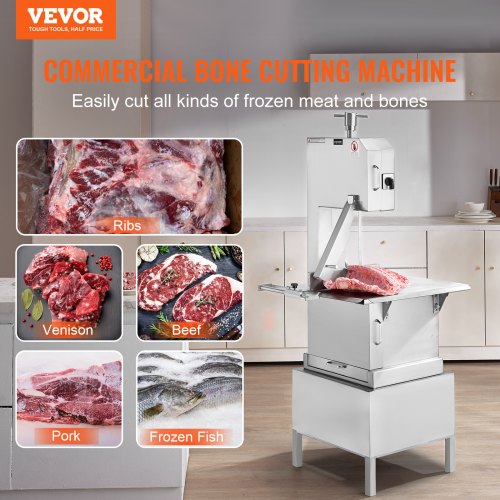 VEVOR Scie à Os de Boucher Électrique Commerciale Scie à Ruban pour Os 2200 W 1500 kg/h 
