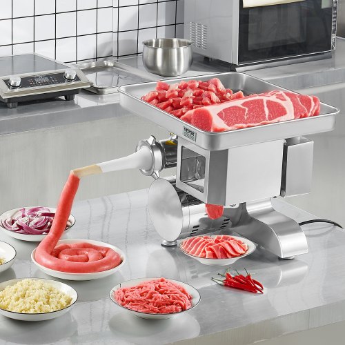 VEVOR Hachoir à Viande Trancheuse Électrique 5kg/min Poussoir à Saucisse Cuisine