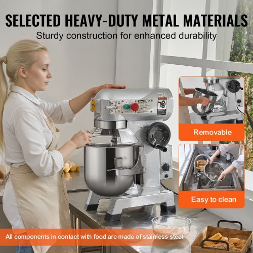 VEVOR Robot Pâtissier Commercial 28,5 L Batteur sur Socle à 3 Vitesses 1100 W