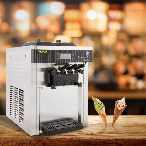 VEVOR Machine à Crème de Table Sorbetière à Glace 20-28 L/h 3 Saveurs 2200 W