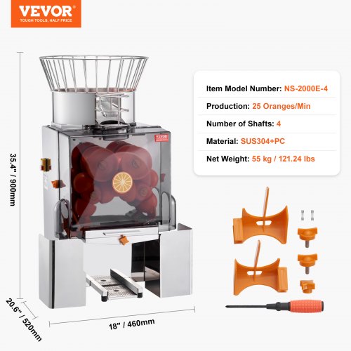 VEVOR Presse-Agrumes Électrique Commercial 120 W Extracteur  Automatique 25 Oranges/min 