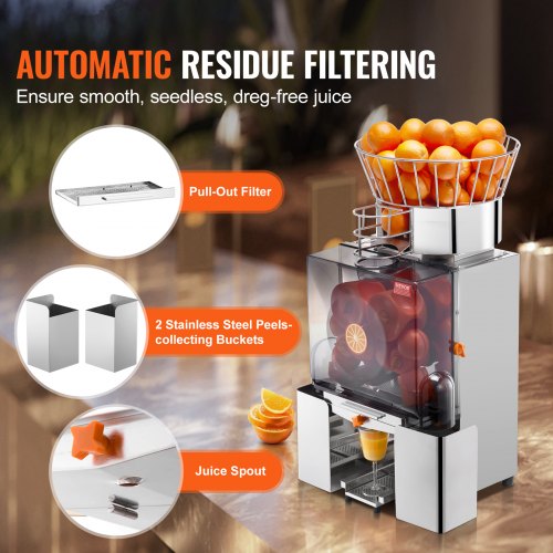 VEVOR Presse-Agrumes Électrique Commercial 120 W Extracteur  Automatique 25 Oranges/min 