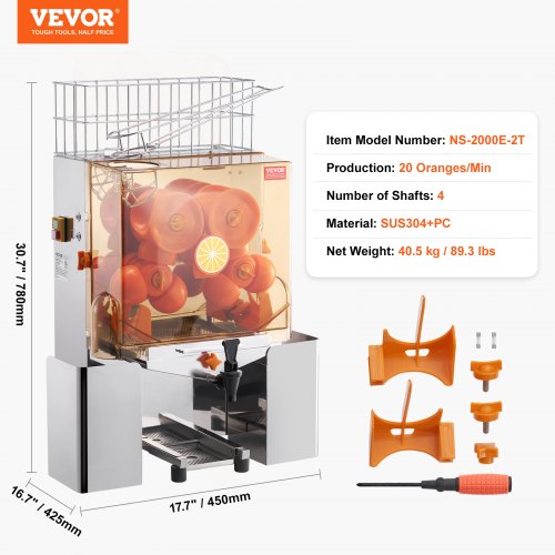 VEVOR Presse-Agrumes Électrique Commercial 120 W Extracteur de Jus 