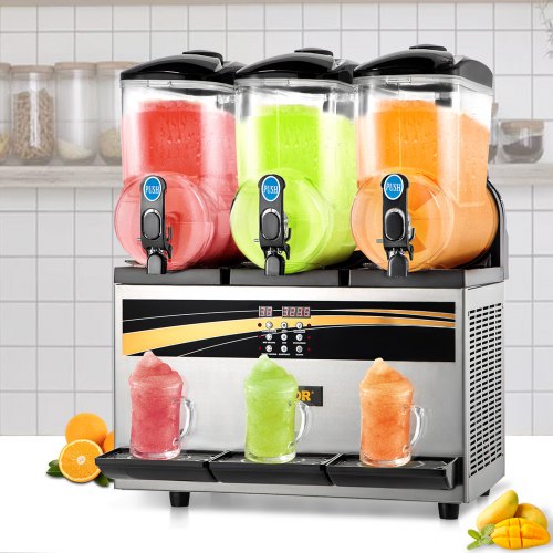 VEVOR Machine à Granités 3 x 15 L Machine de Glace Fondue 63 x 45 x 80 cm Machine à Granitas 800 W 