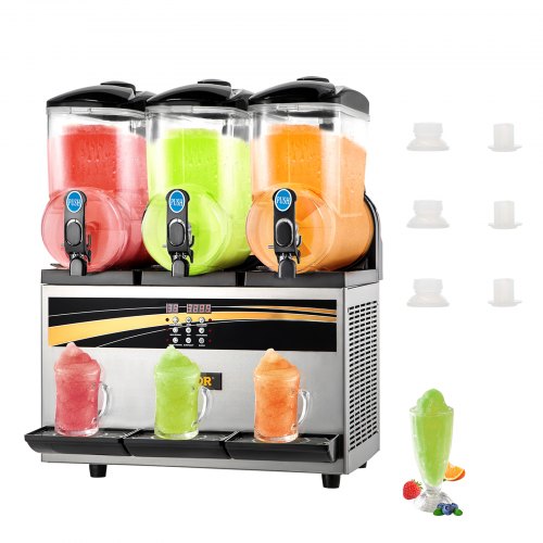 VEVOR Machine à Granités 3 x 15 L Machine de Glace Fondue 63 x 45 x 80 cm Machine à Granitas 800 W