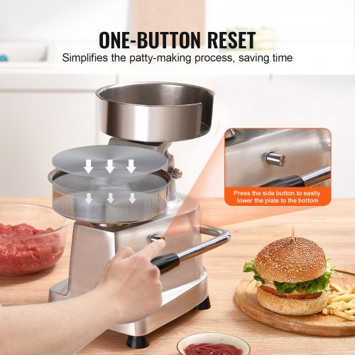 VEVOR Presse à Hamburger Commerciale 150 mm de Diamètre Machine à Burger Manuelle en Inox SUS304 