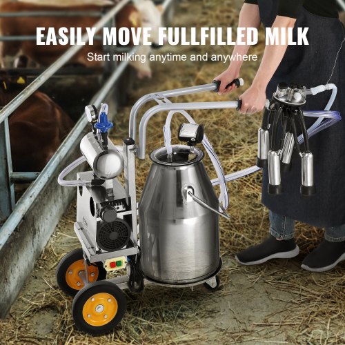 VEVOR Machine à traire électrique pour vaches, seau inox 304 25 L