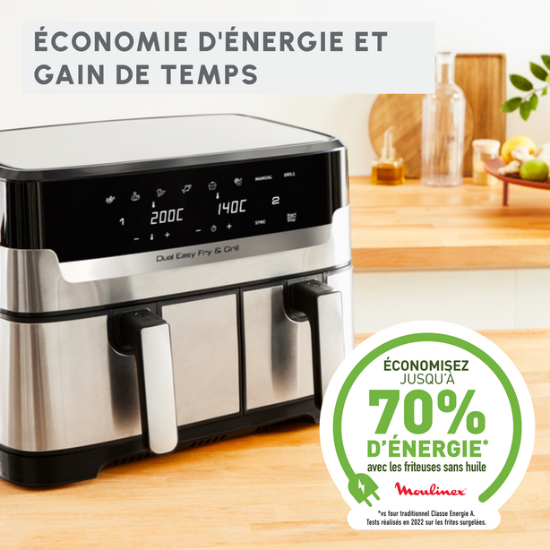 Dual Easy Fry & Grill, Friteuse à air 8,3 L, Double tiroir