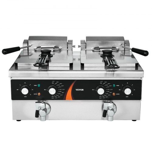 VEVOR Friteuse Électrique Commerciale de Comptoir 3000 W 2 Cuves Inox de 8,5 L