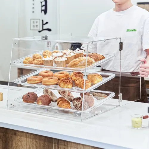 VEVOR Présentoir à Pâtisserie à 3 Niveaux Vitrine de Boulangerie Transparente