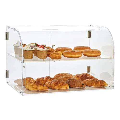 VEVOR Présentoir à Pâtisserie à 2 Niveaux Vitrine de Boulangerie Transparente en Acrylique