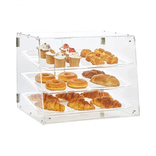 VEVOR Présentoir à Pâtisserie à 3 Niveaux Vitrine de Boulangerie Transparente