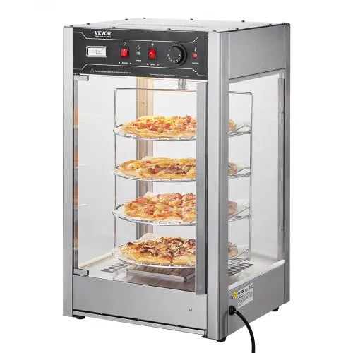 VEVOR Vitrine Chauffante Commerciale Présentoir pour Pizza 14 pouces 4 Niveaux