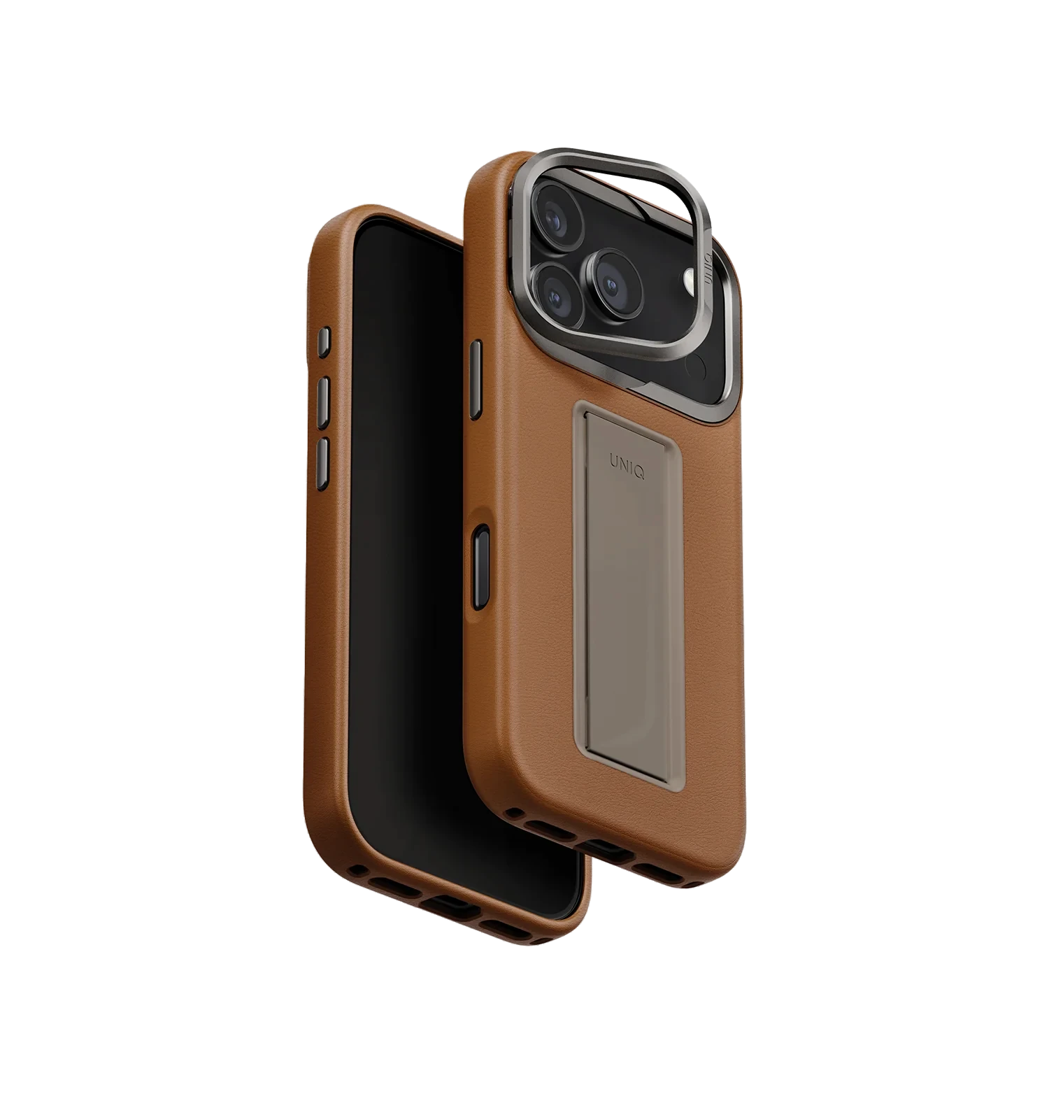 Uniq Heldro Pro FlexGrip™ Vegan Leather Case (Saddle Brown)