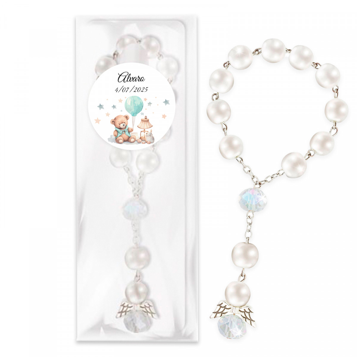 Rosario de perlas para bautizo