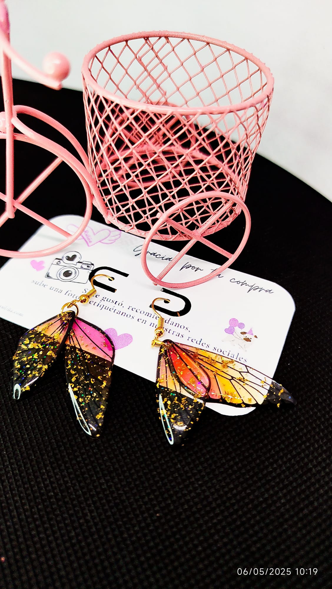 Pendientes de alas de mariposa Rojo