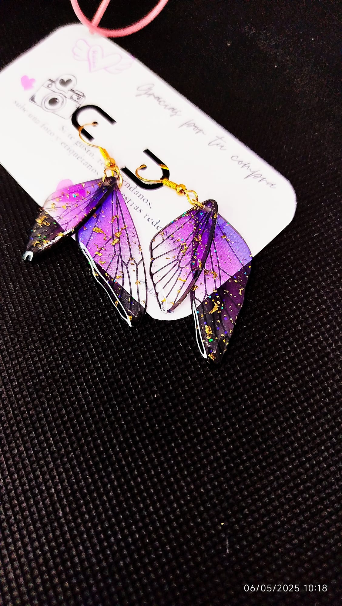 Pendientes de alas de mariposa Moradas