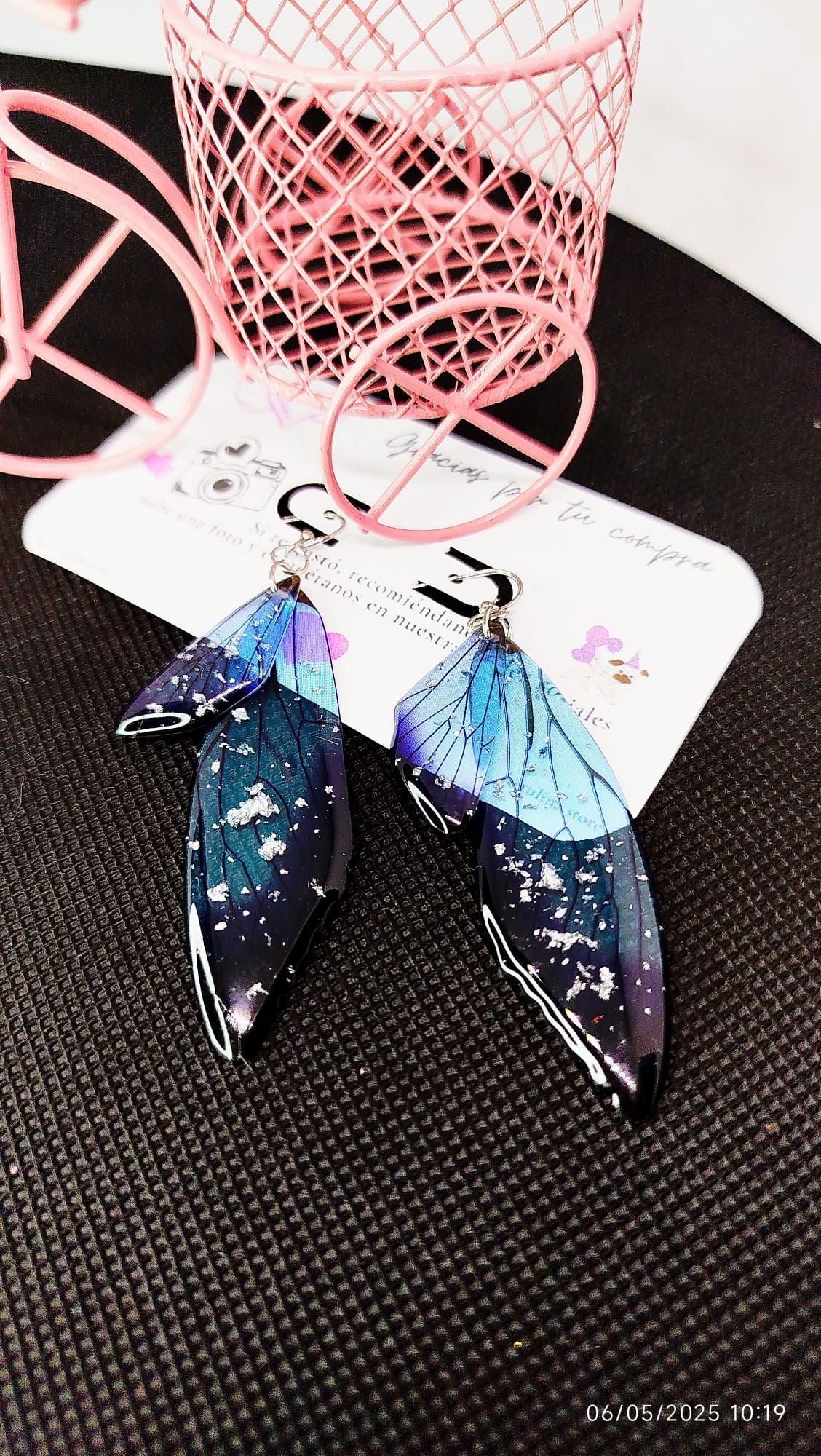 Pendientes de ala de mariposa Azul