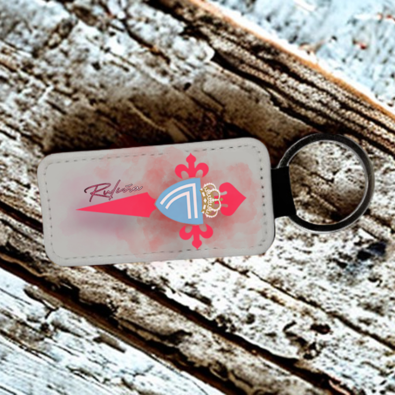 Llavero cuero blanco Personalizable