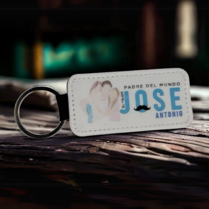 Llavero cuero blanco Personalizable
