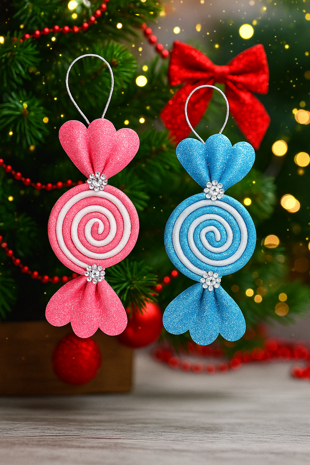 Adornos navideños de caramelo