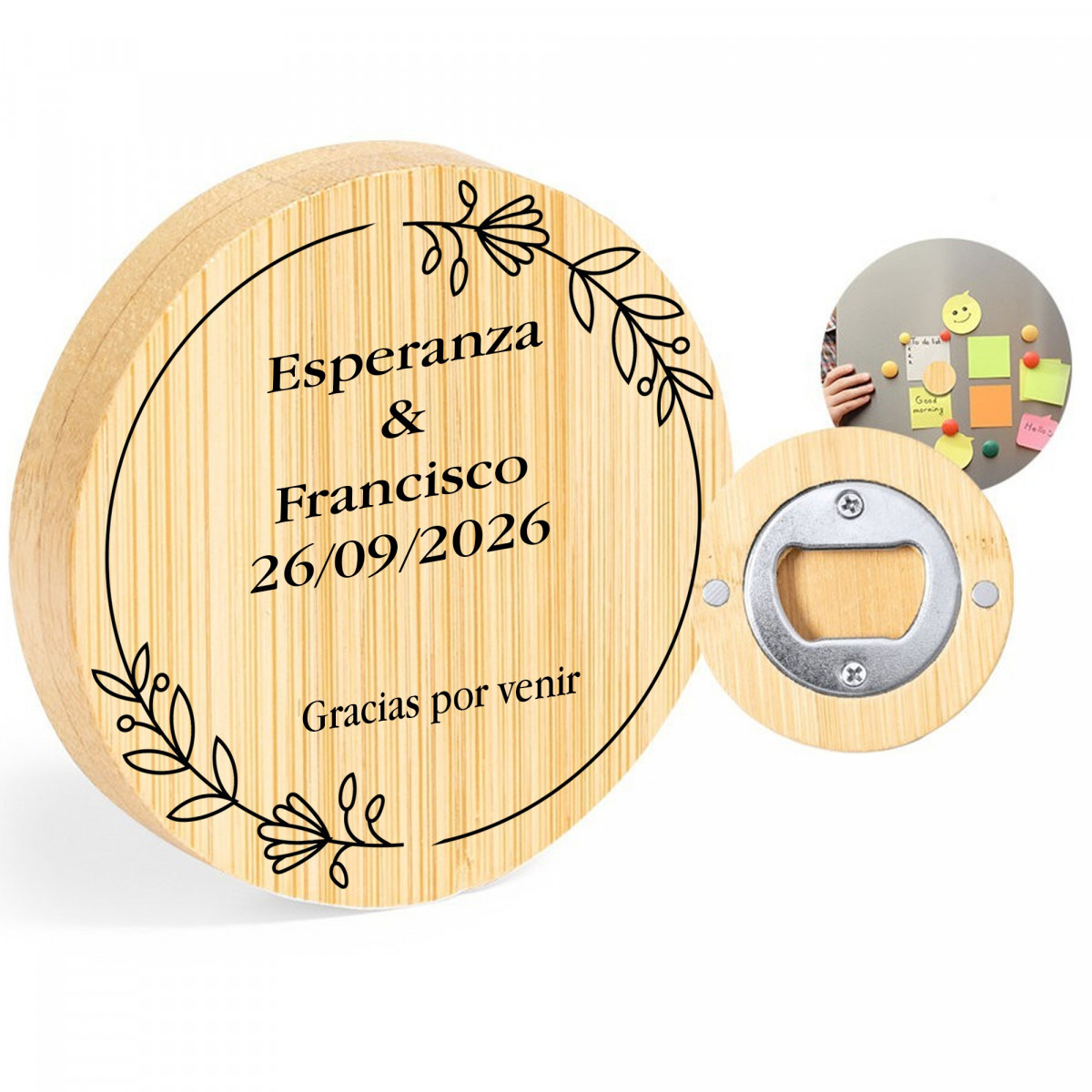 Abridor de botellas personalizado de madera