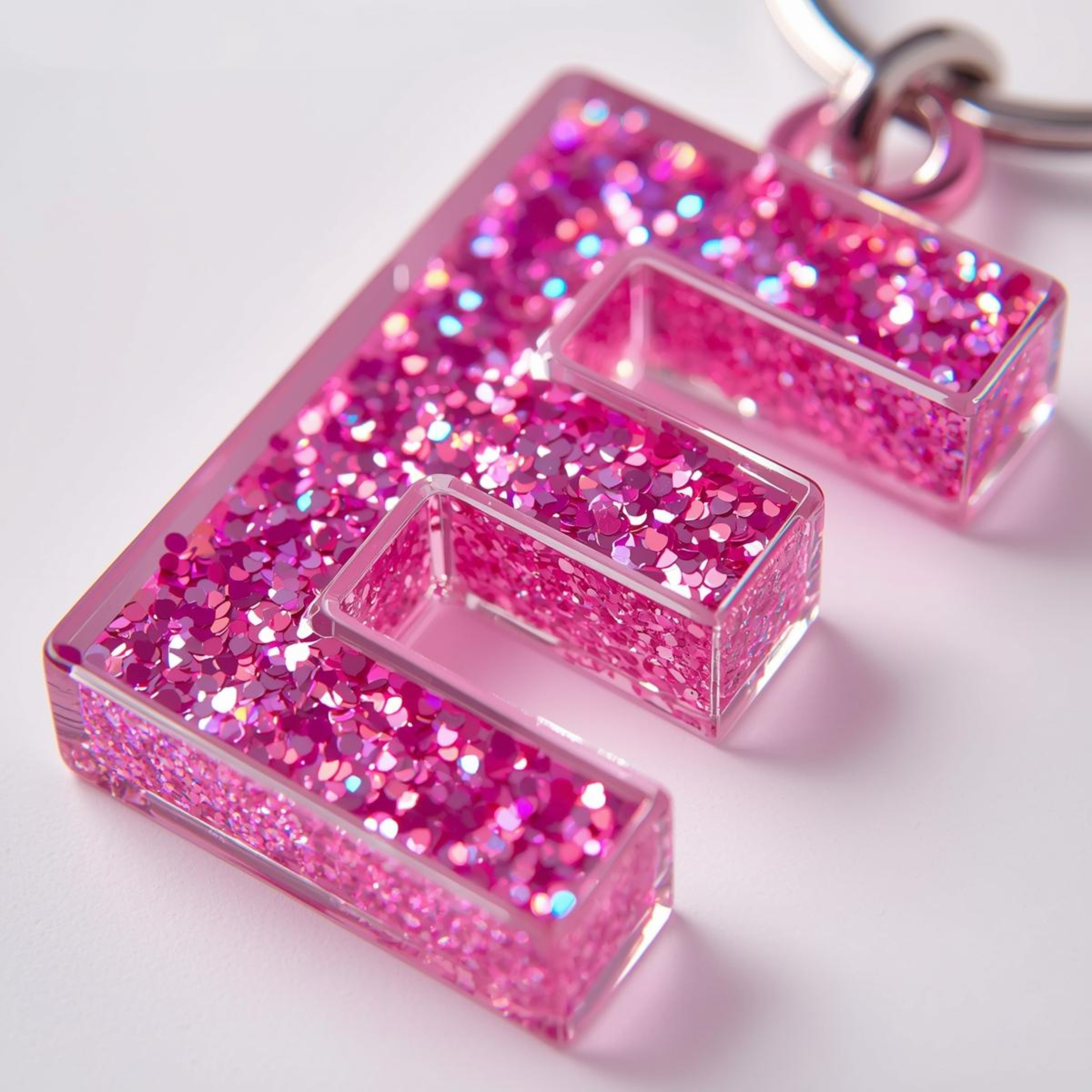 Llavero Letra  Resina  – Purpurina