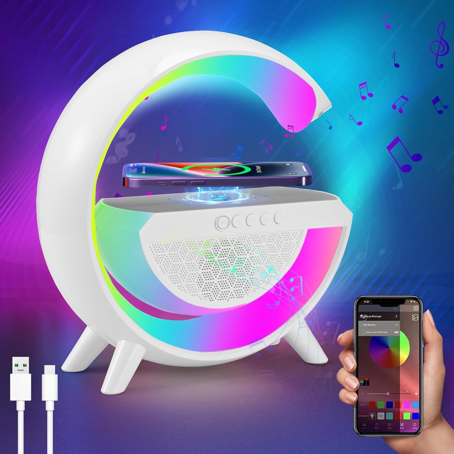 LED Bluetooth Speaker with Phone Stand
