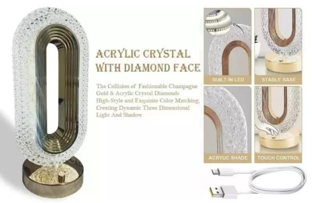 Oval Crystal LED Table Lamp