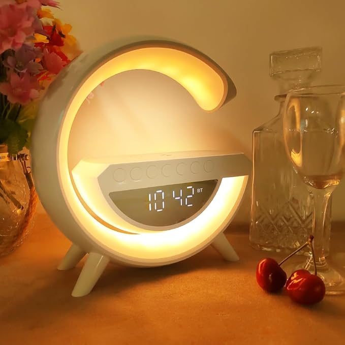 LED Portable Speaker with Alarm Clock & Wireless Charging- Gift Offer