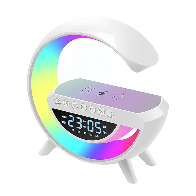 LED Portable Speaker with Alarm Clock & Wireless Charging- Gift Offer