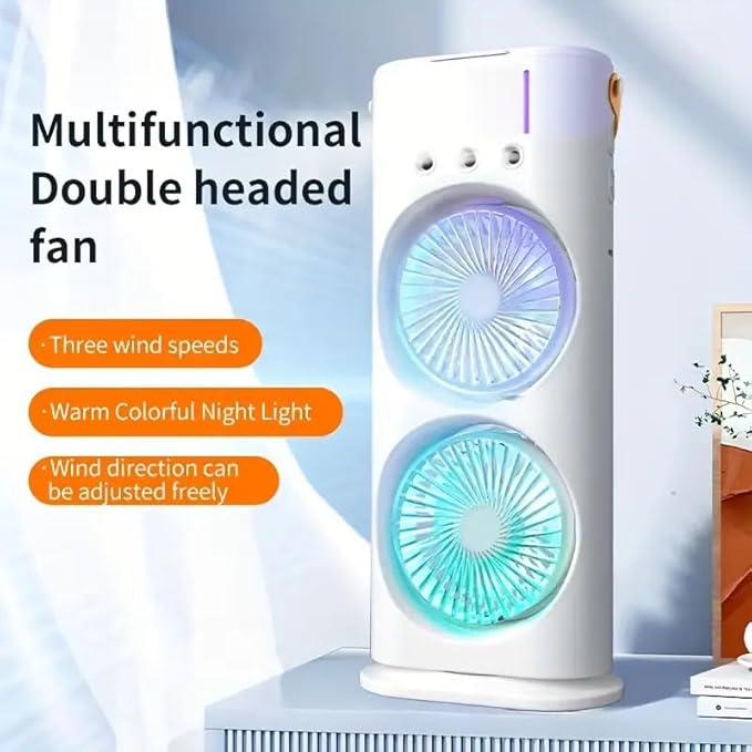 Portable Dual Fan Humidifier with LED Light- Gift Offer