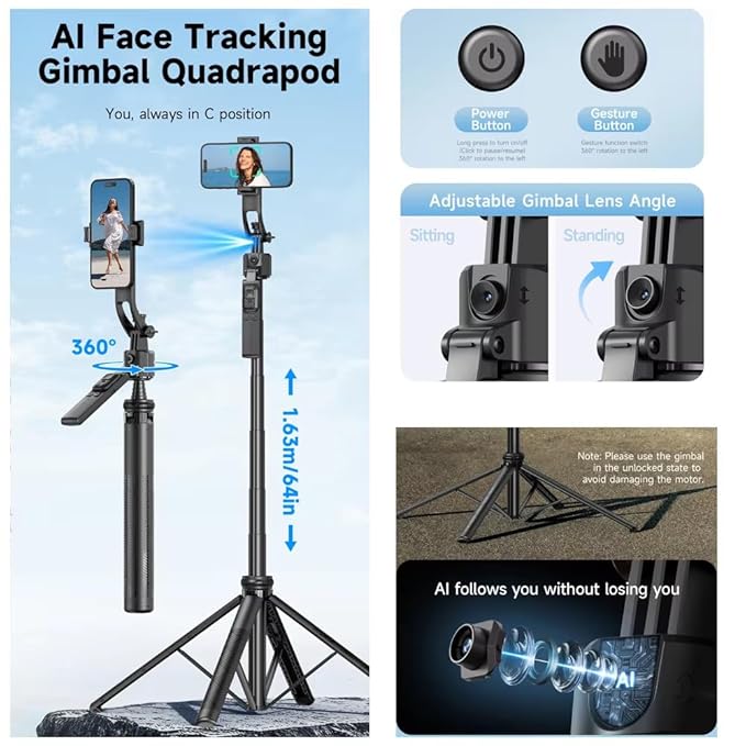 AI Face Tracking Selfie Stick Tripod- Gift Offer