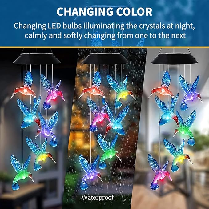 Solar Powered Hummingbird Wind Chime