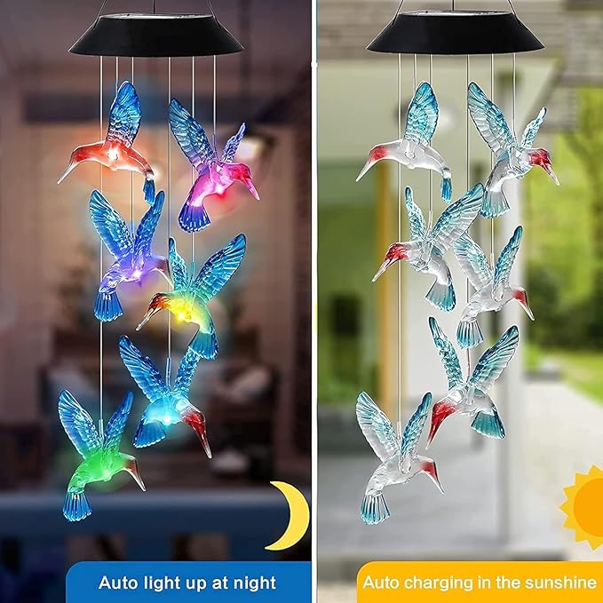 Solar Powered Hummingbird Wind Chime