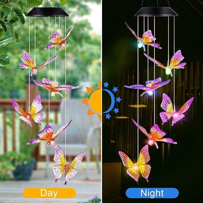 Solar Powered Butterfly Wind Chime
