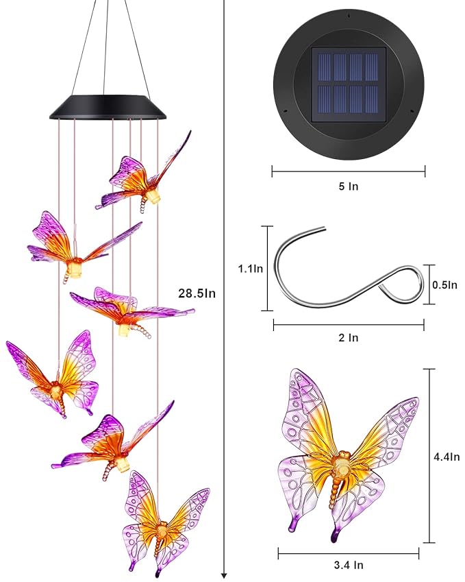 Solar Powered Butterfly Wind Chime