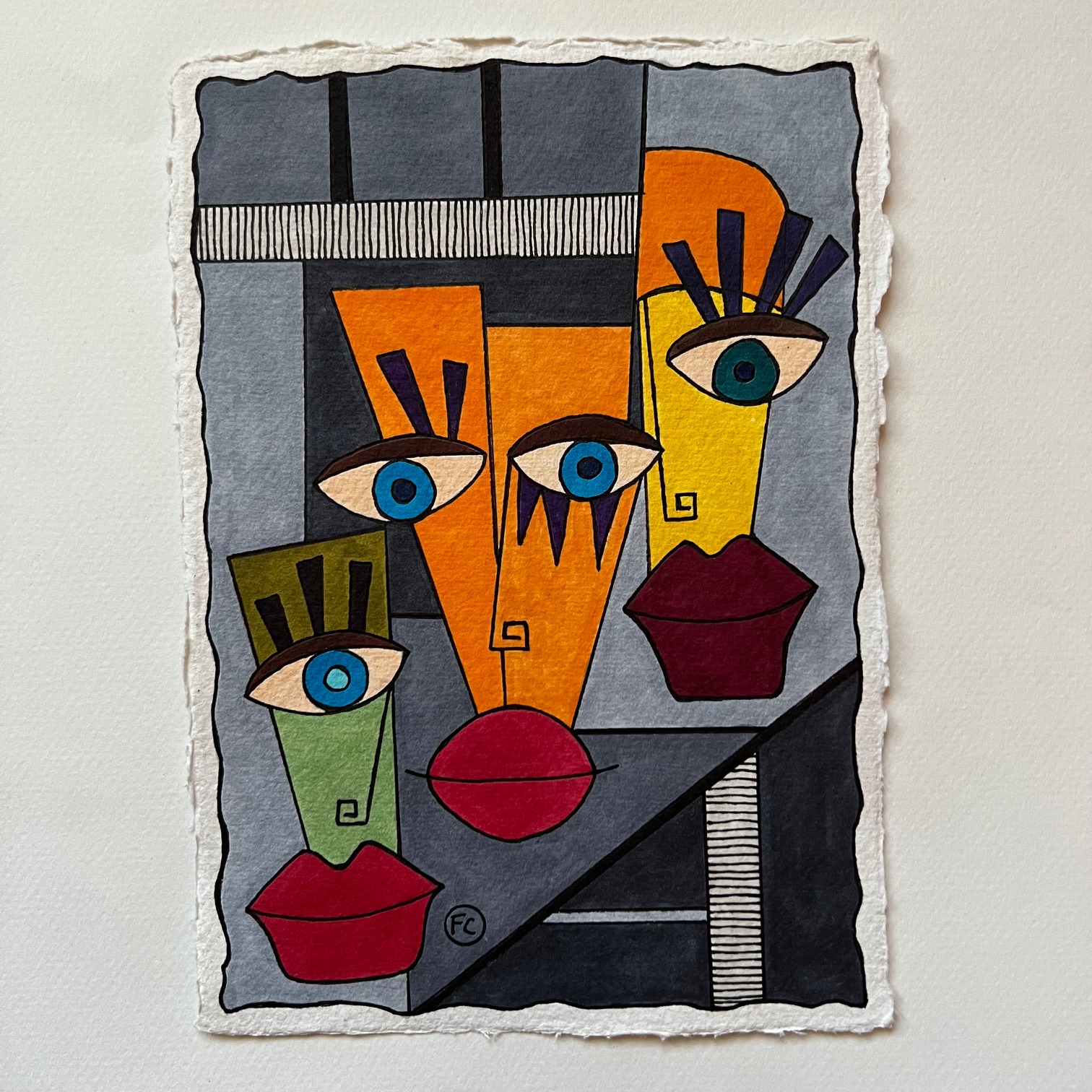 Trio Visages Enigmatiques