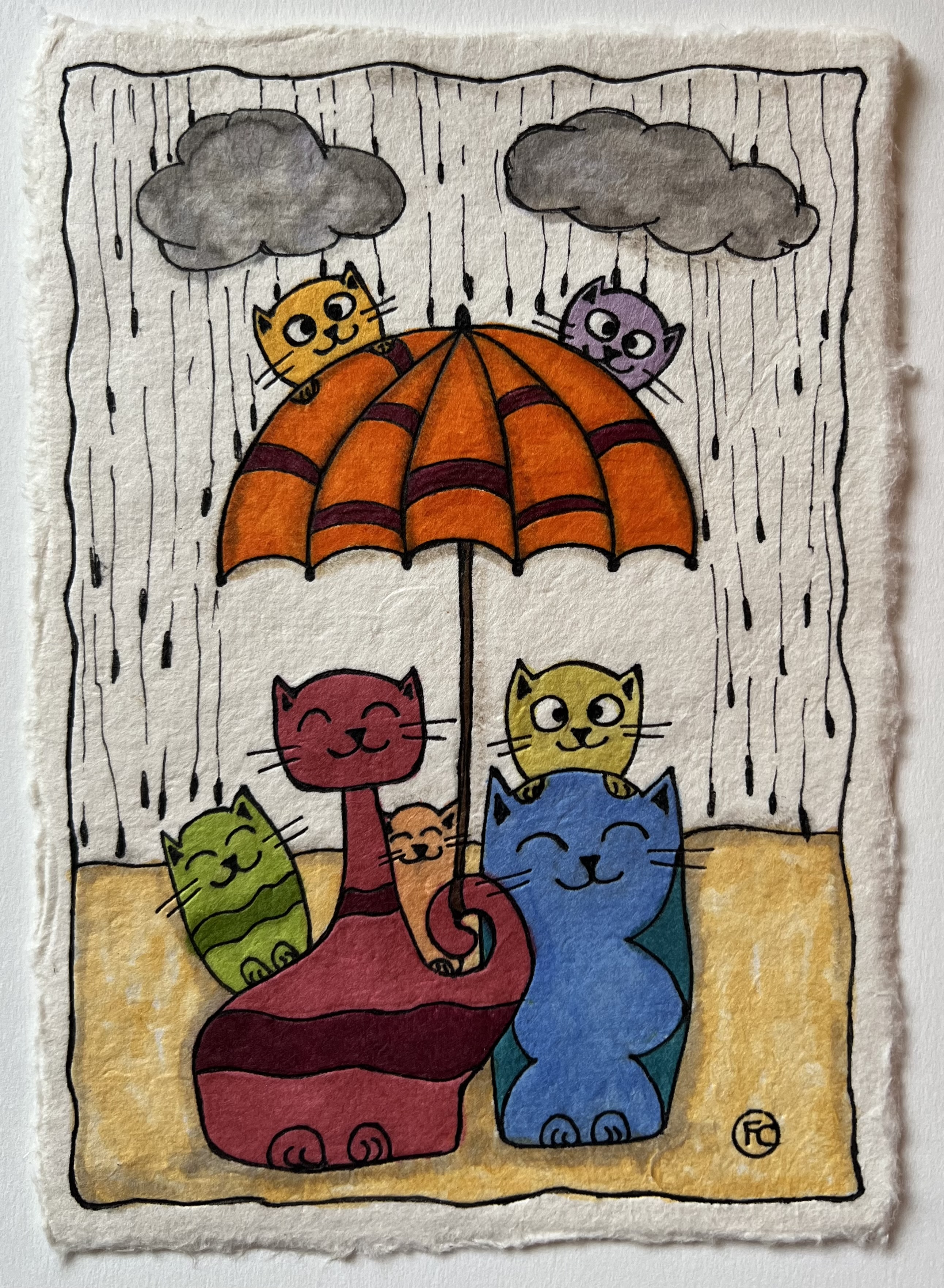 Chatons sous la pluie