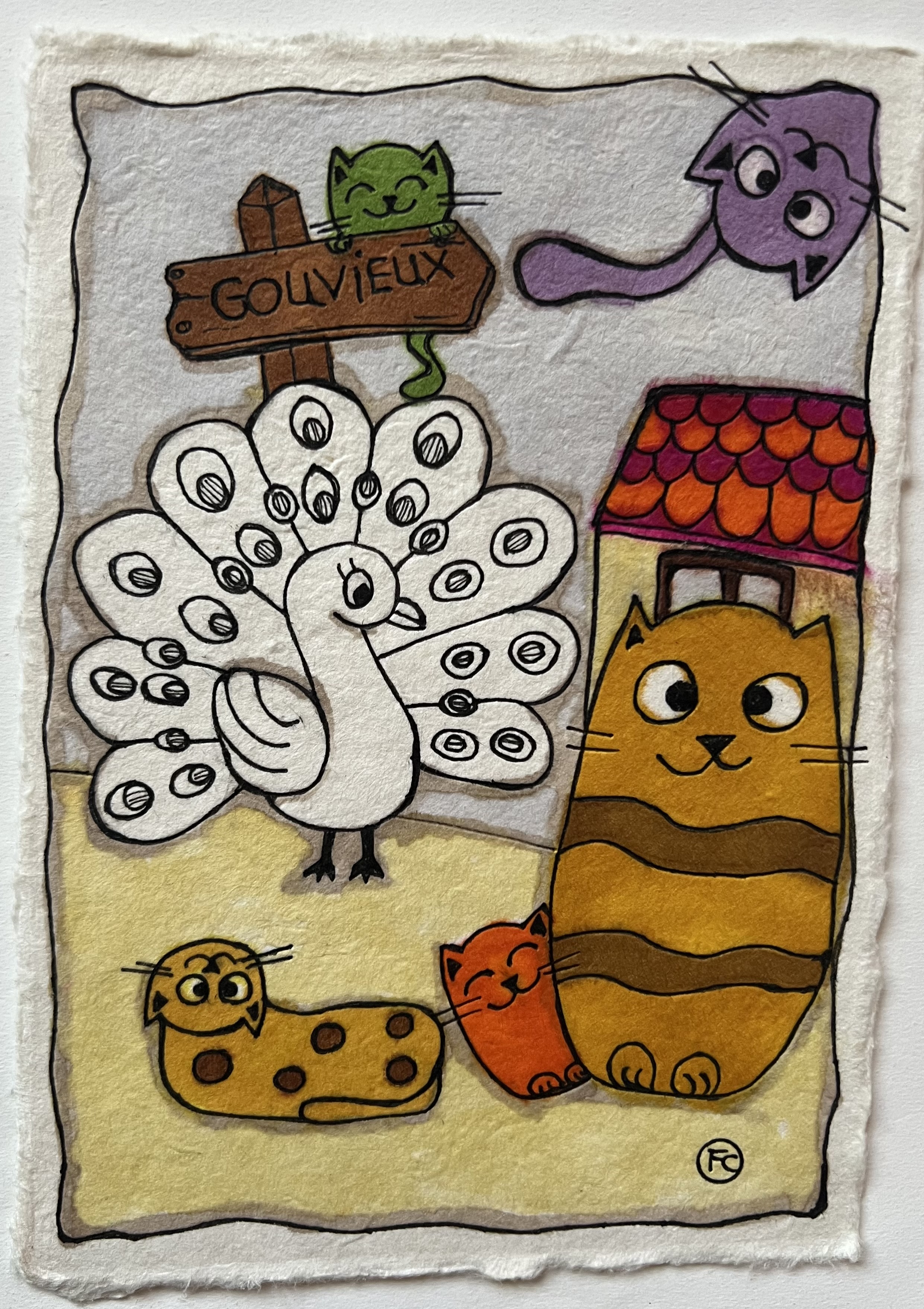 CHATONS ET LE PAON DE GOUVIEUX